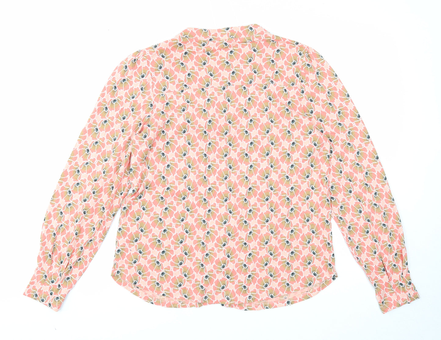 White Stuff Womens Pink Floral Cotton Basic Button-Up Size 10 Round Neck