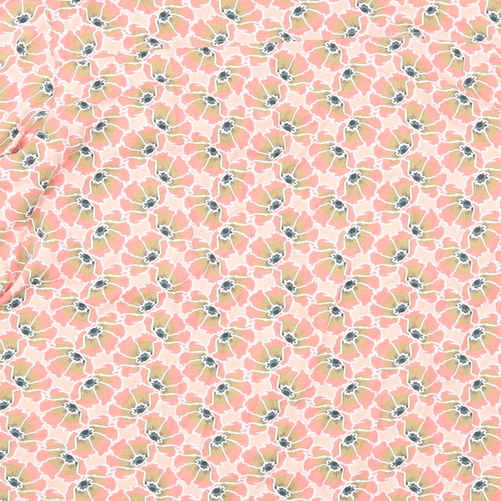 White Stuff Womens Pink Floral Cotton Basic Button-Up Size 10 Round Neck