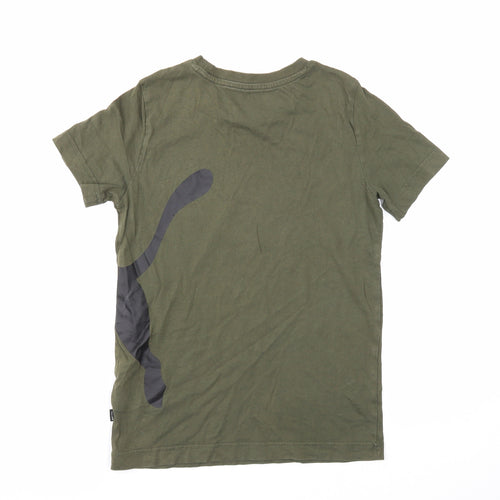 PUMA Boys Green Cotton Basic T-Shirt Size 9-10 Years Round Neck Pullover