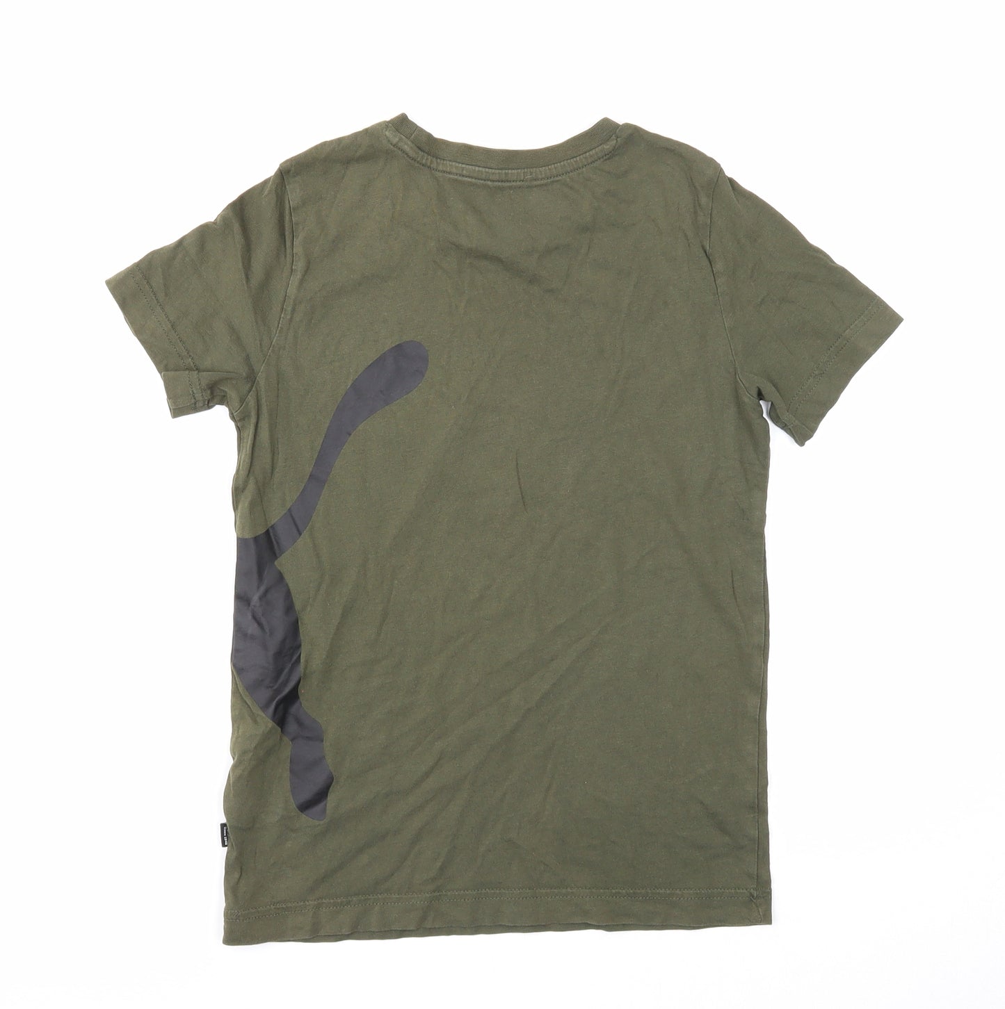 PUMA Boys Green Cotton Basic T-Shirt Size 9-10 Years Round Neck Pullover