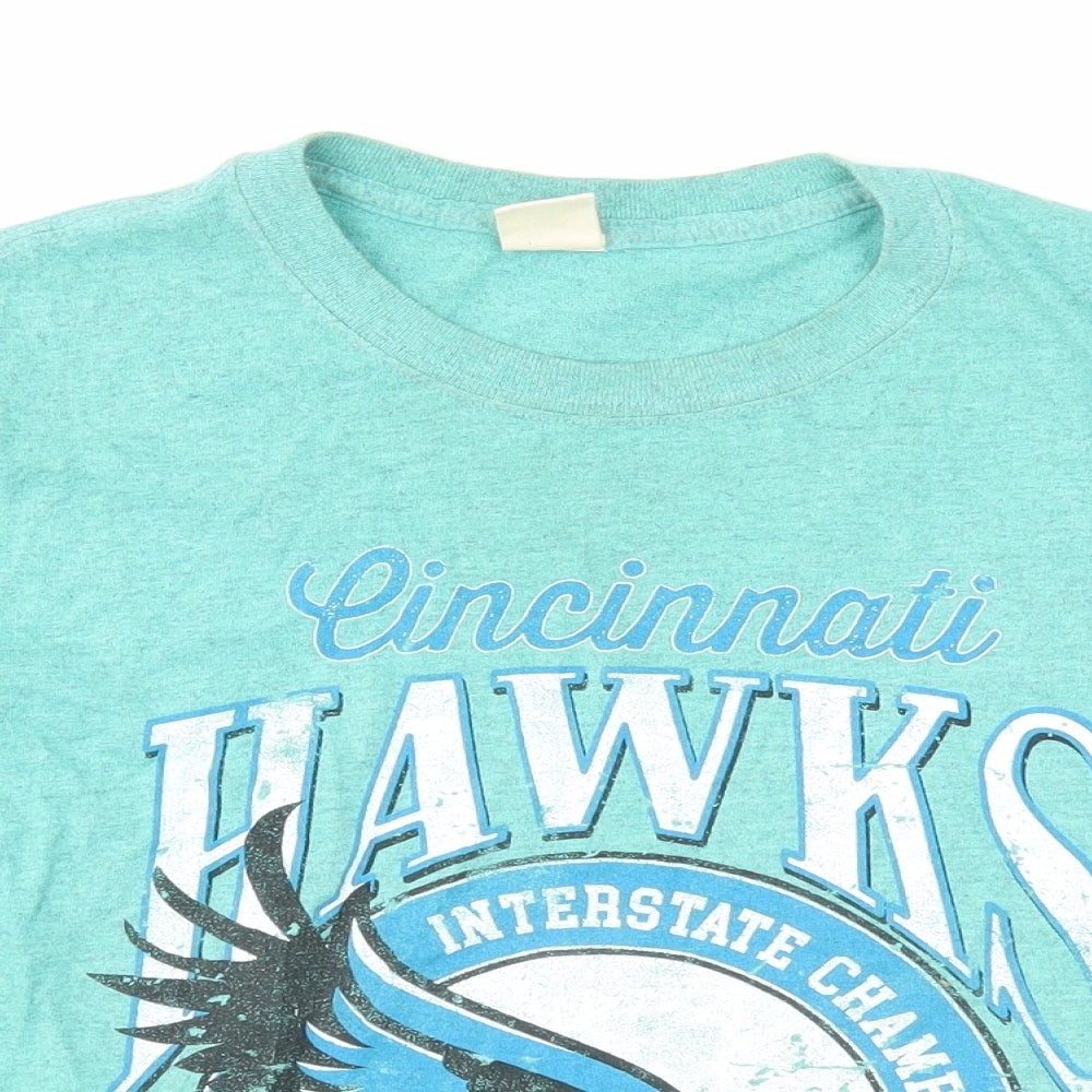 Urban Outfitters Womens Green Cotton Cropped T-Shirt Size S Round Neck - Cincinnati Hawks