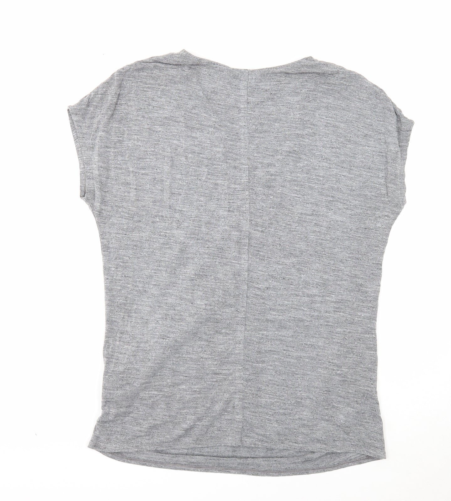 Marks and Spencer Womens Grey Polyester Basic T-Shirt Size 14 V-Neck