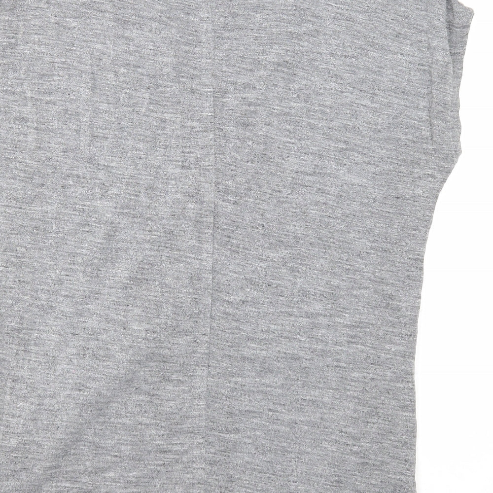 Marks and Spencer Womens Grey Polyester Basic T-Shirt Size 14 V-Neck