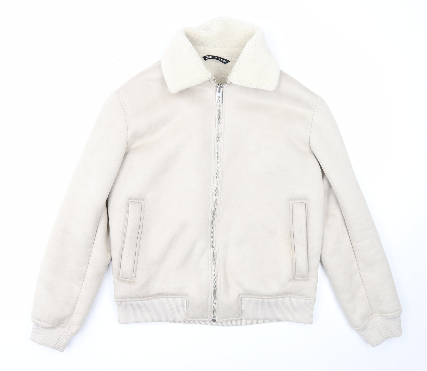 Zara Womens Beige Bomber Jacket Jacket Size L Zip