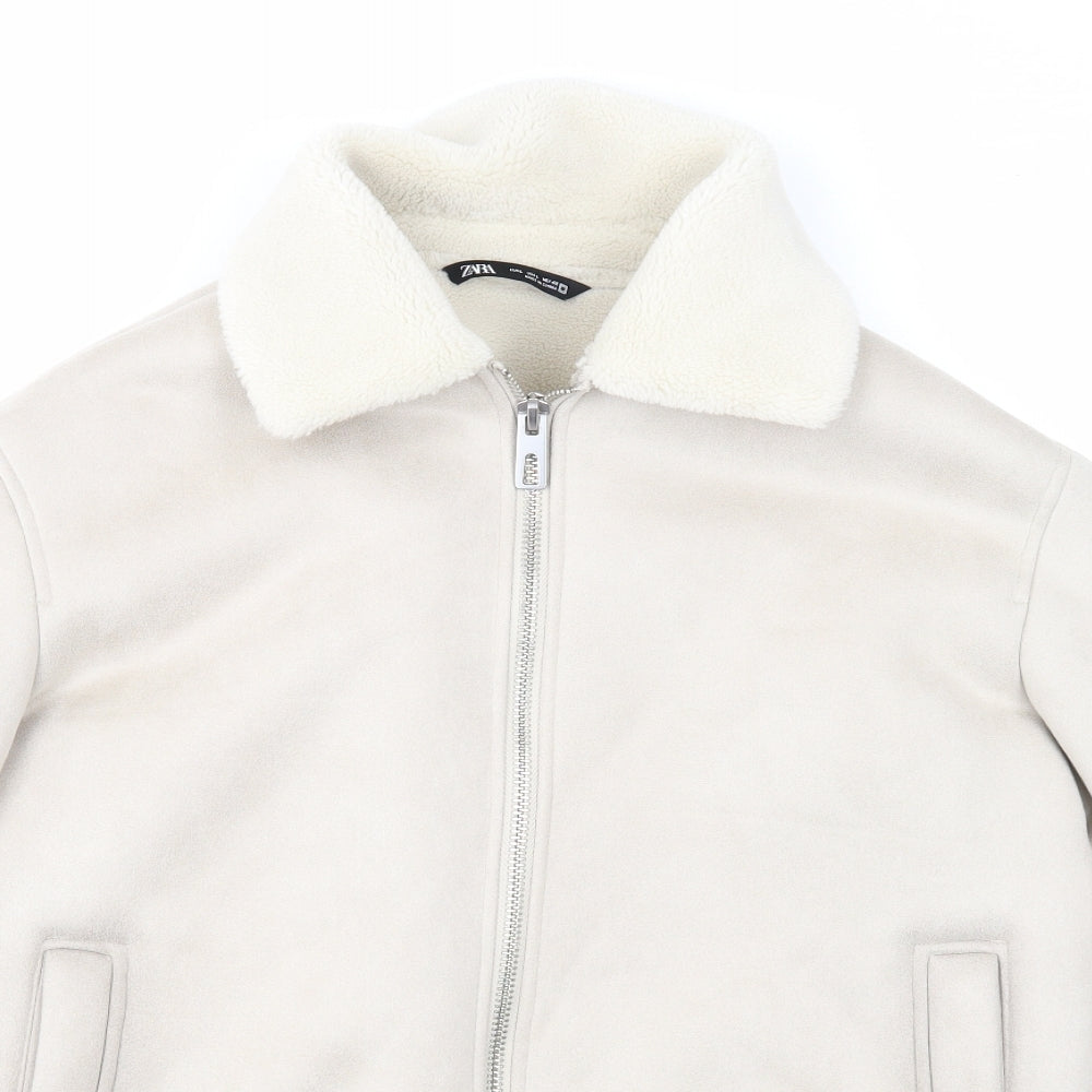 Zara Womens Beige Bomber Jacket Jacket Size L Zip