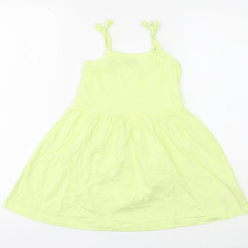 Little Kids Girls Yellow Cotton A-Line Size 3-4 Years Square Neck Pullover