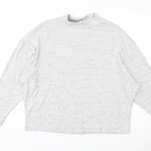 H&M Womens Grey Mock Neck Viscose Pullover Jumper Size S
