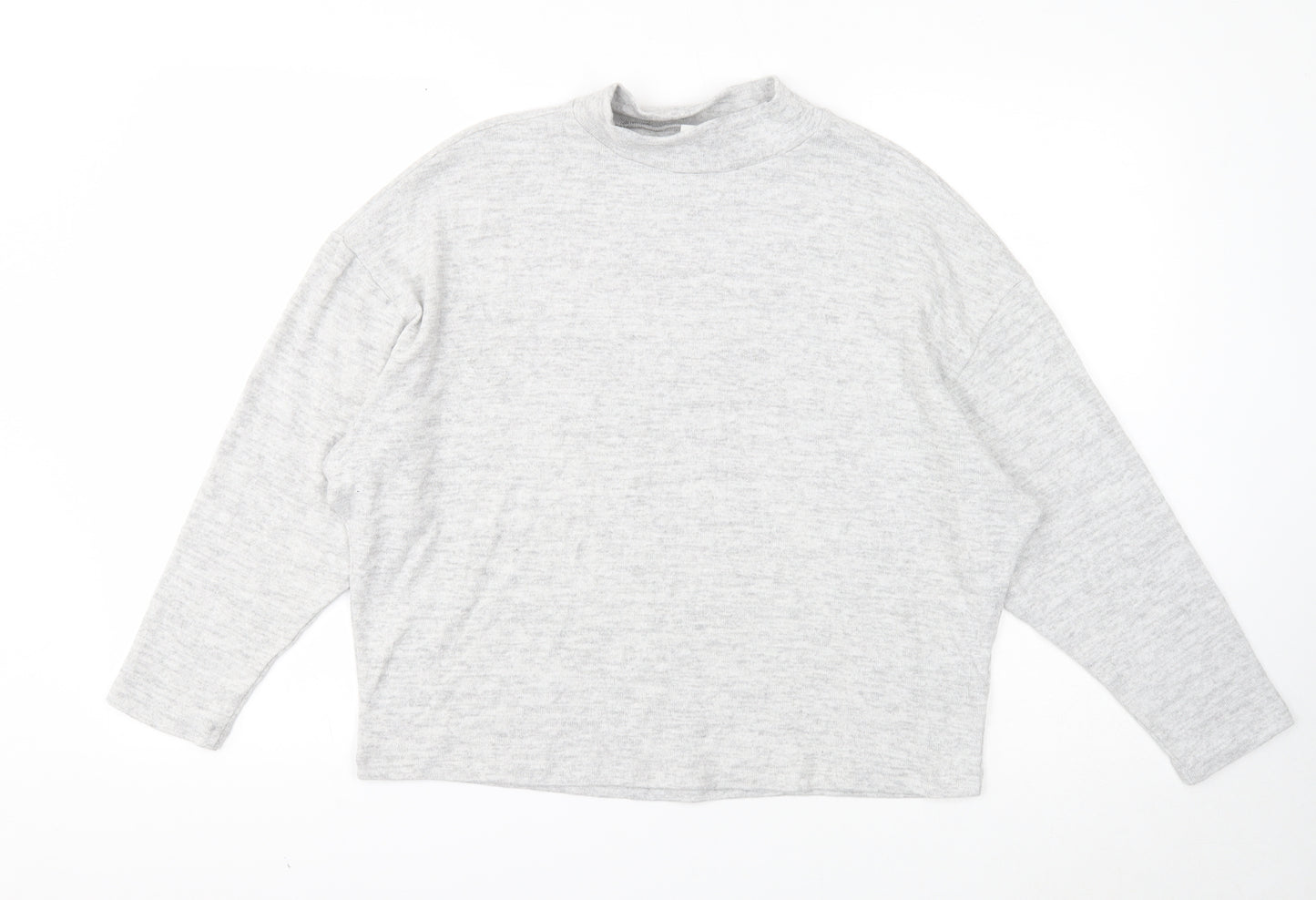 H&M Womens Grey Mock Neck Viscose Pullover Jumper Size S