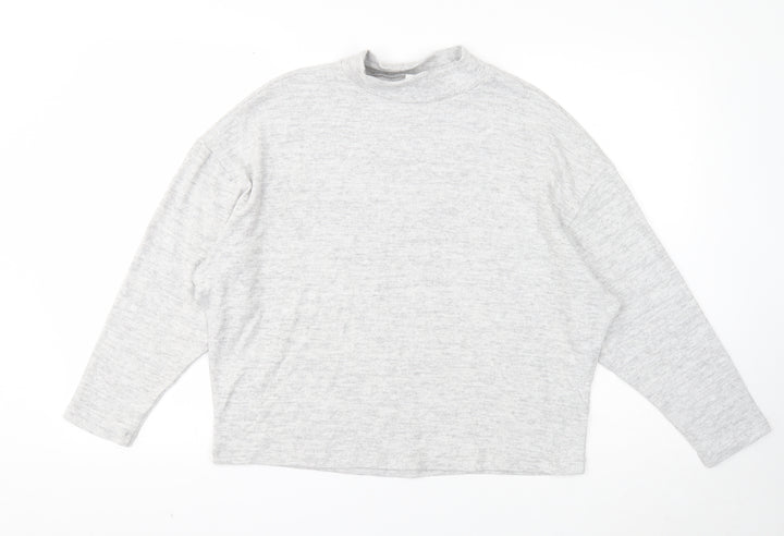 H&M Womens Grey Mock Neck Viscose Pullover Jumper Size S