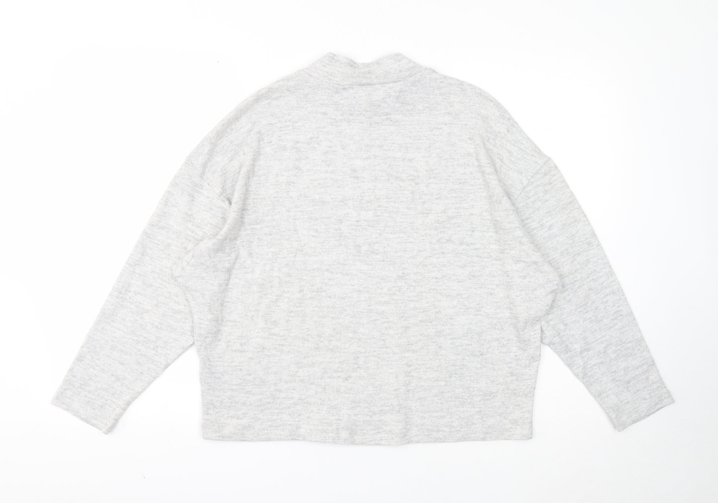 H&M Womens Grey Mock Neck Viscose Pullover Jumper Size S