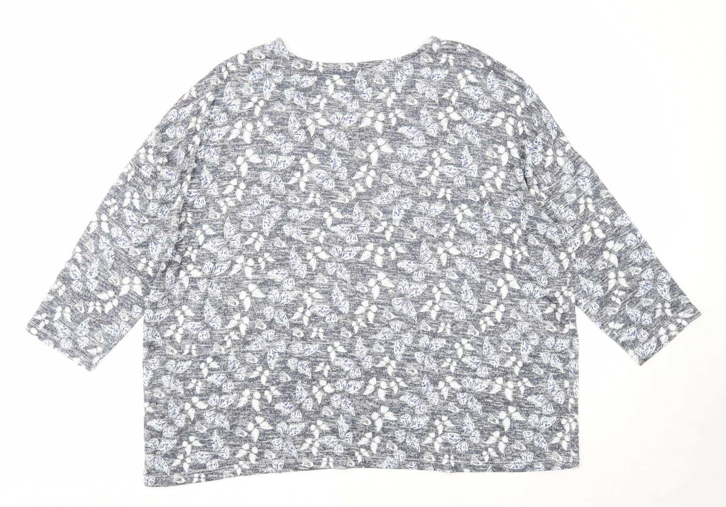 TU Womens Black Round Neck Geometric Polyester Pullover Jumper Size 26 - Butterfly Pattern