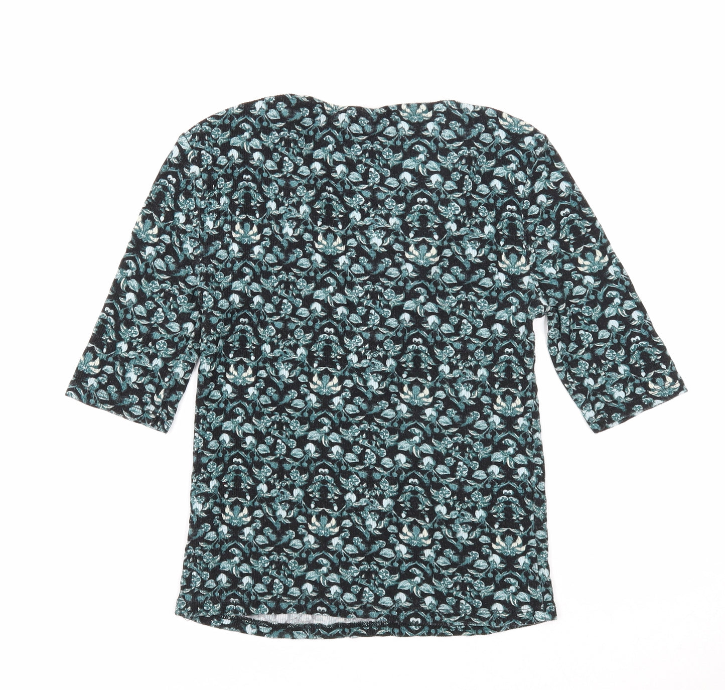 Topshop Womens Black Floral Viscose Basic Blouse Size 10 V-Neck