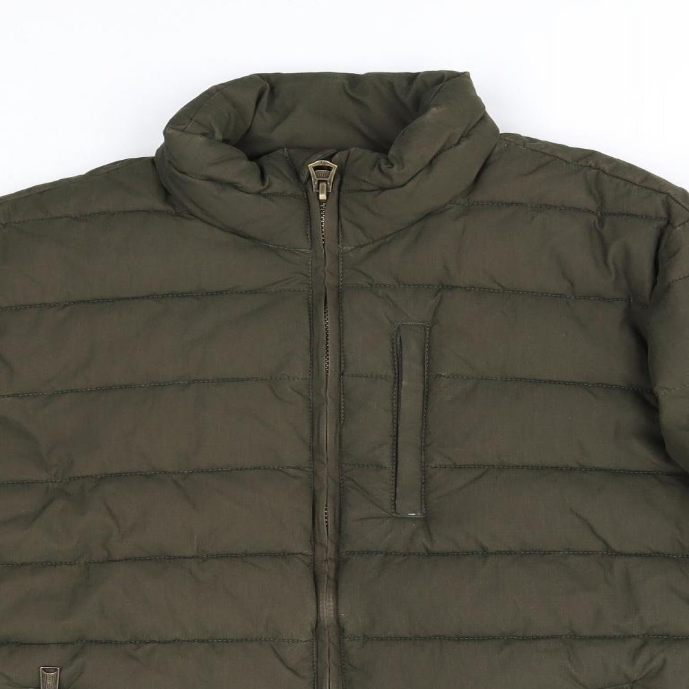 Fat Face Mens Green Quilted Coat Size M Zip