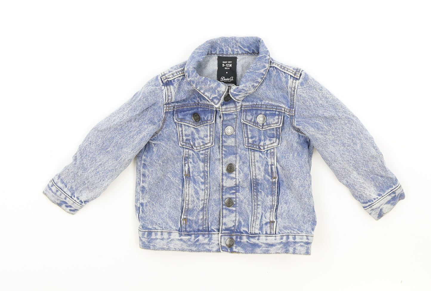 Denim & Co. Boys Blue Basic Jacket Jacket Size 9-12 Months Snap