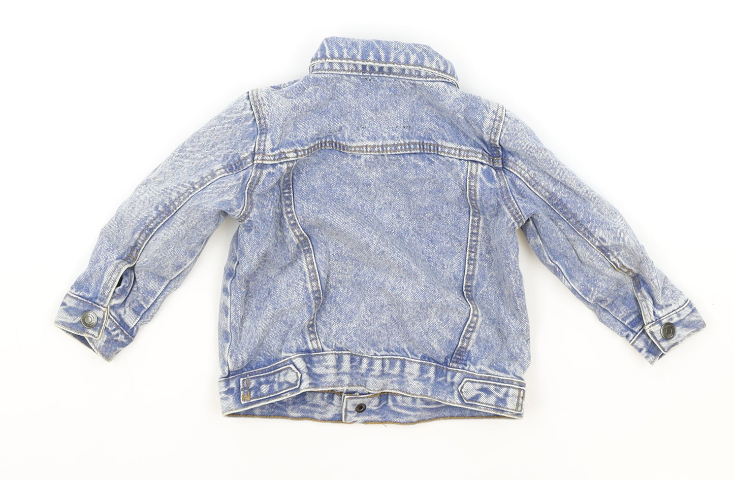 Denim & Co. Boys Blue Basic Jacket Jacket Size 9-12 Months Snap