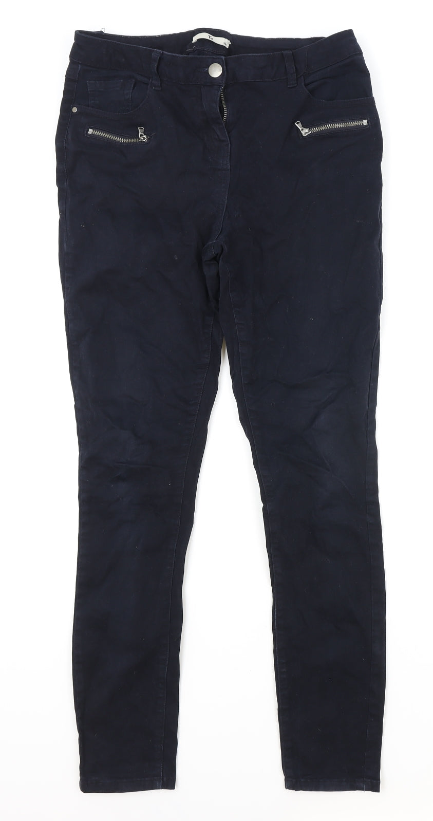 TU Womens Blue Cotton Skinny Jeans Size 10 Regular Zip