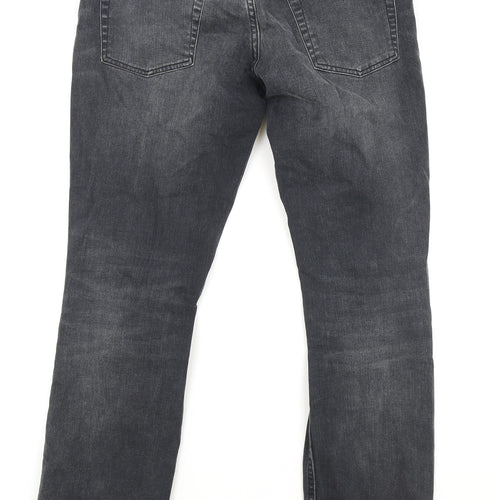 Topman Mens Black Cotton Straight Jeans Size 30 in L32 in Slim Button