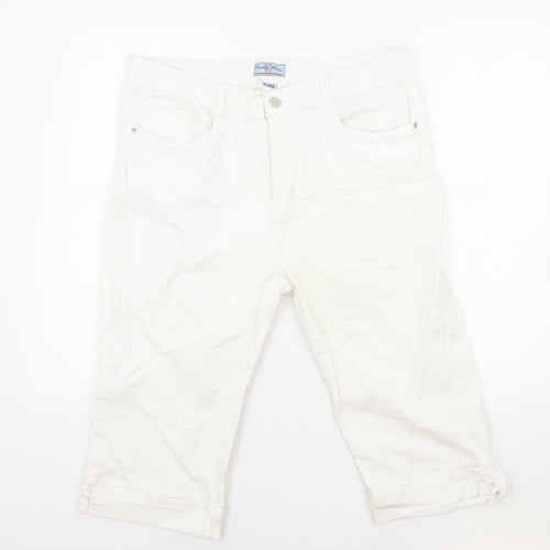 Pamlo Due Womens White Cotton Straight Jeans Size 34 in Regular Zip