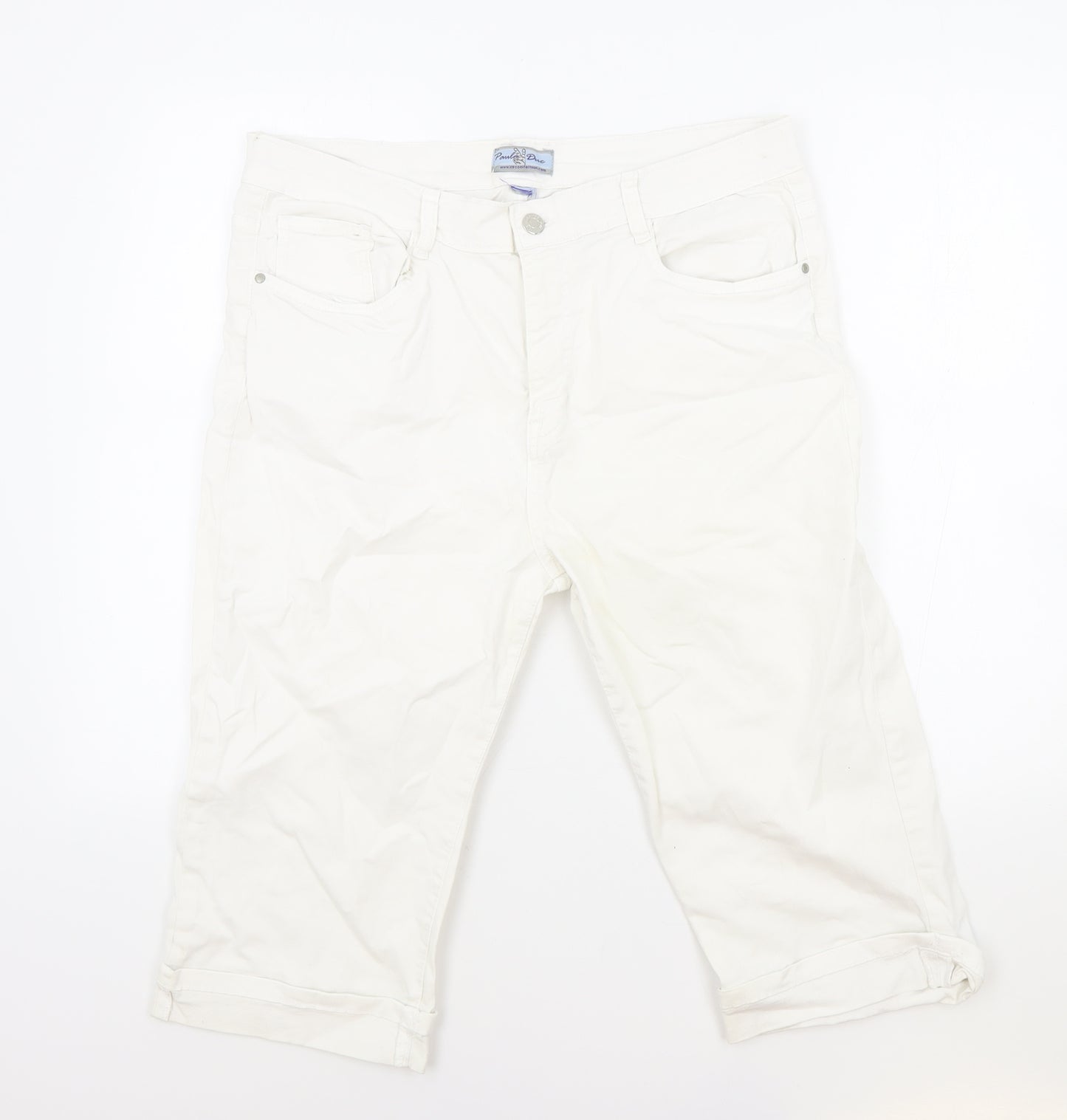 Pamlo Due Womens White Cotton Straight Jeans Size 34 in Regular Zip