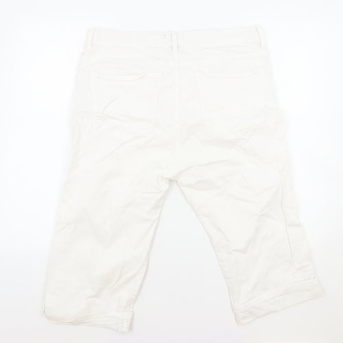Pamlo Due Womens White Cotton Straight Jeans Size 34 in Regular Zip
