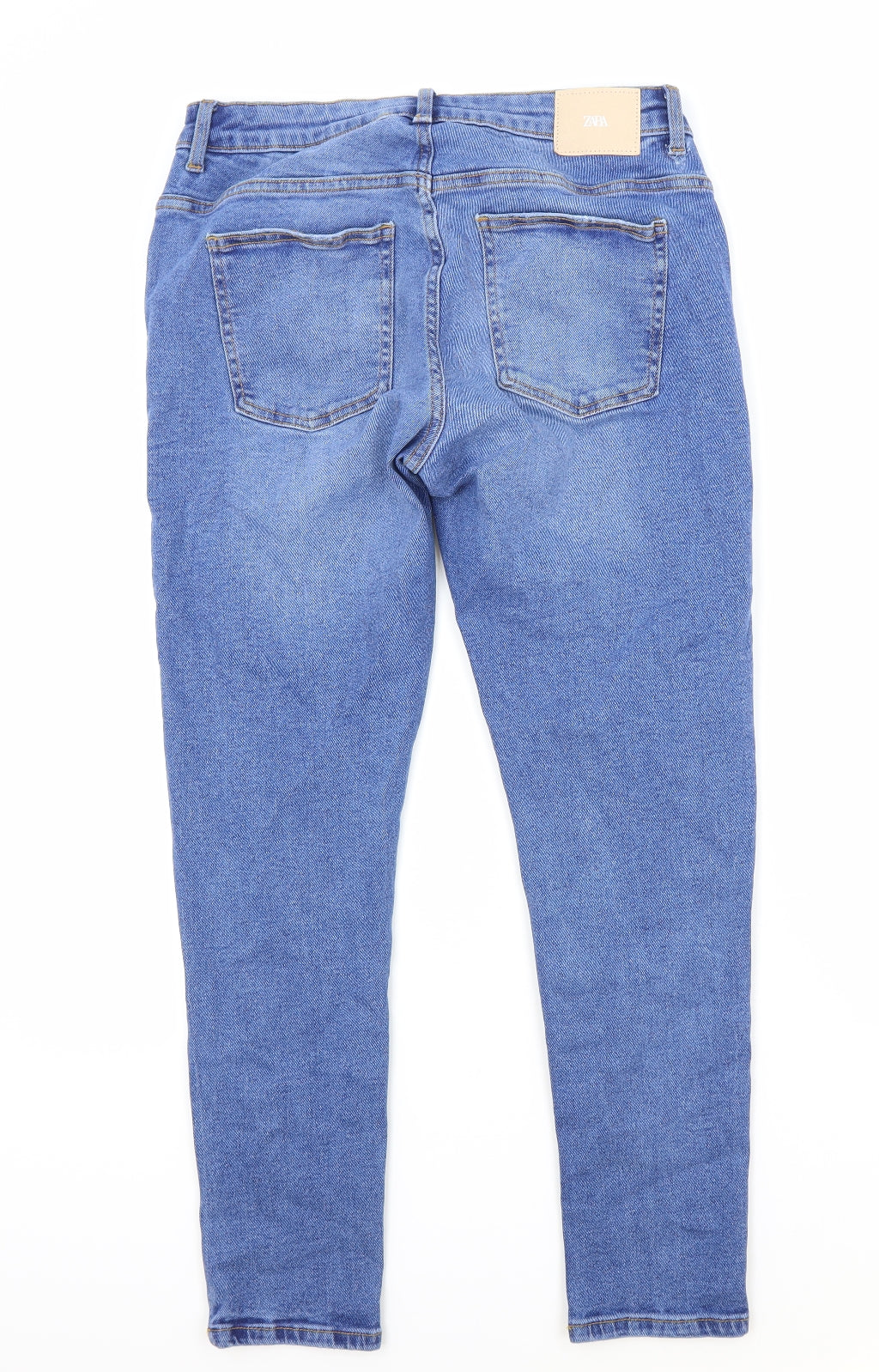 Zara Womens Blue Cotton Skinny Jeans Size 14 Regular Zip