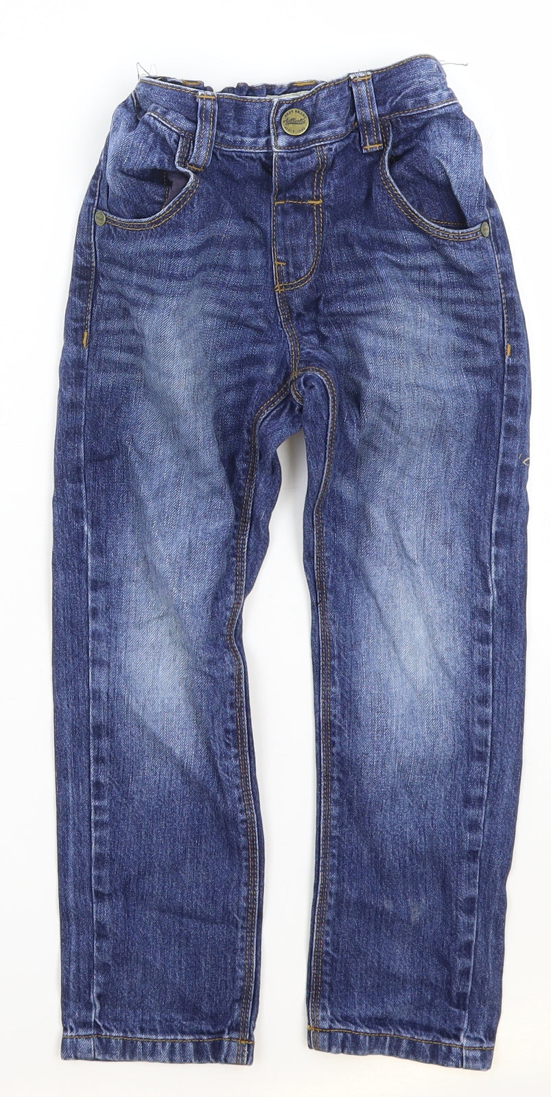 NEXT Boys Blue Cotton Straight Jeans Size 4-5 Years Regular Snap