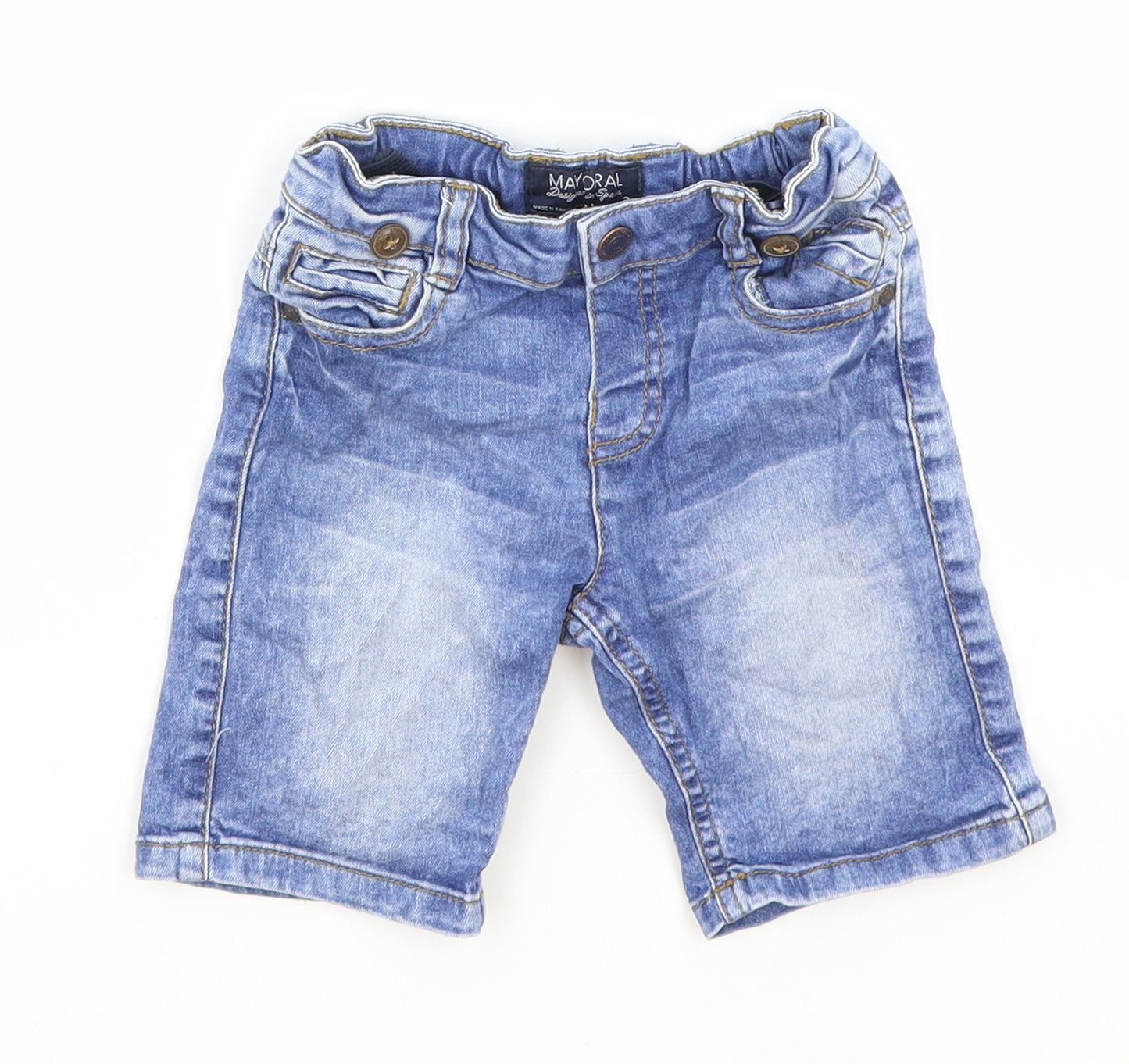 Mayoral Boys Blue Cotton Bermuda Shorts Size 3 Years Relaxed - Button