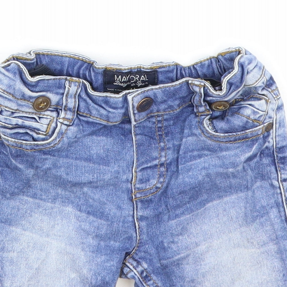 Mayoral Boys Blue Cotton Bermuda Shorts Size 3 Years Relaxed - Button