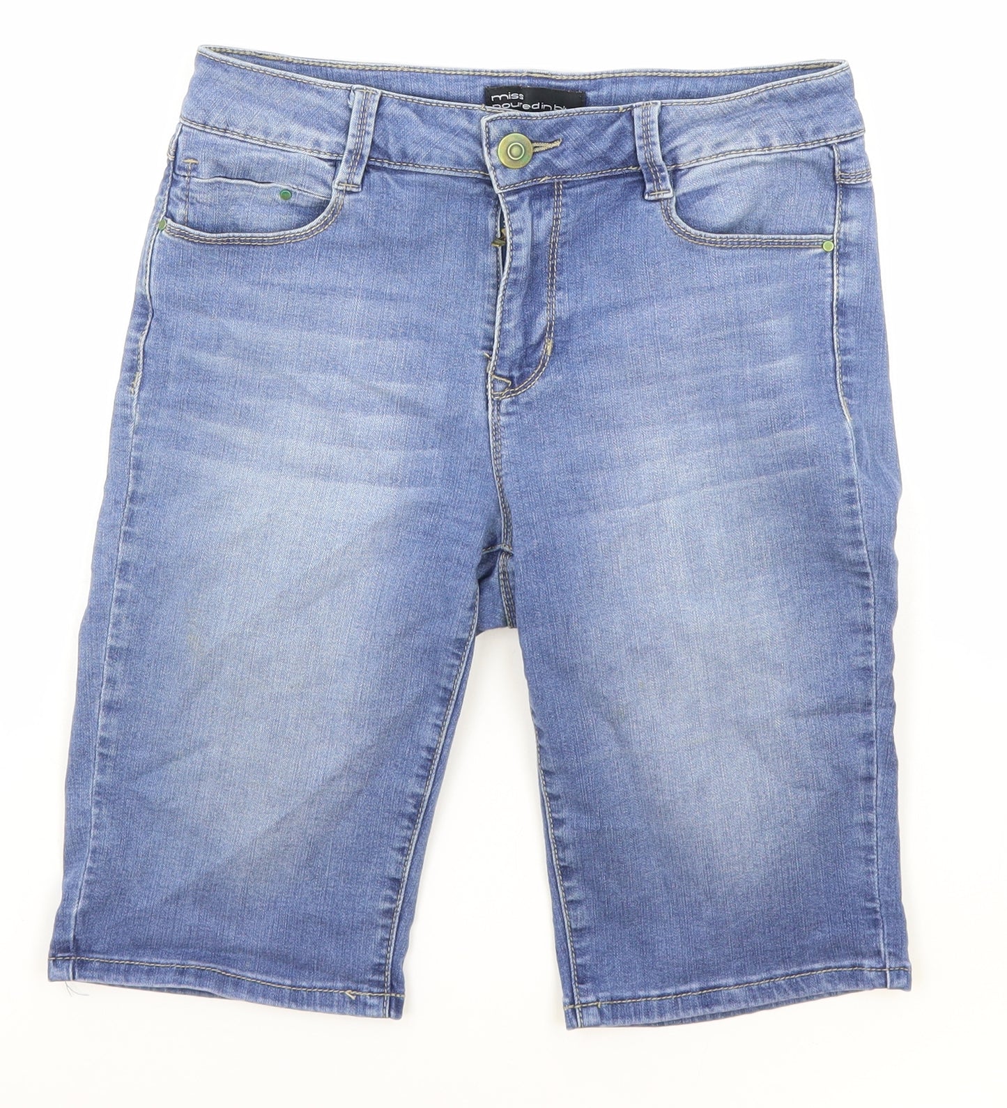 Miss Poured In Blue Womens Blue Cotton Bermuda Shorts Size 6 Regular Zip