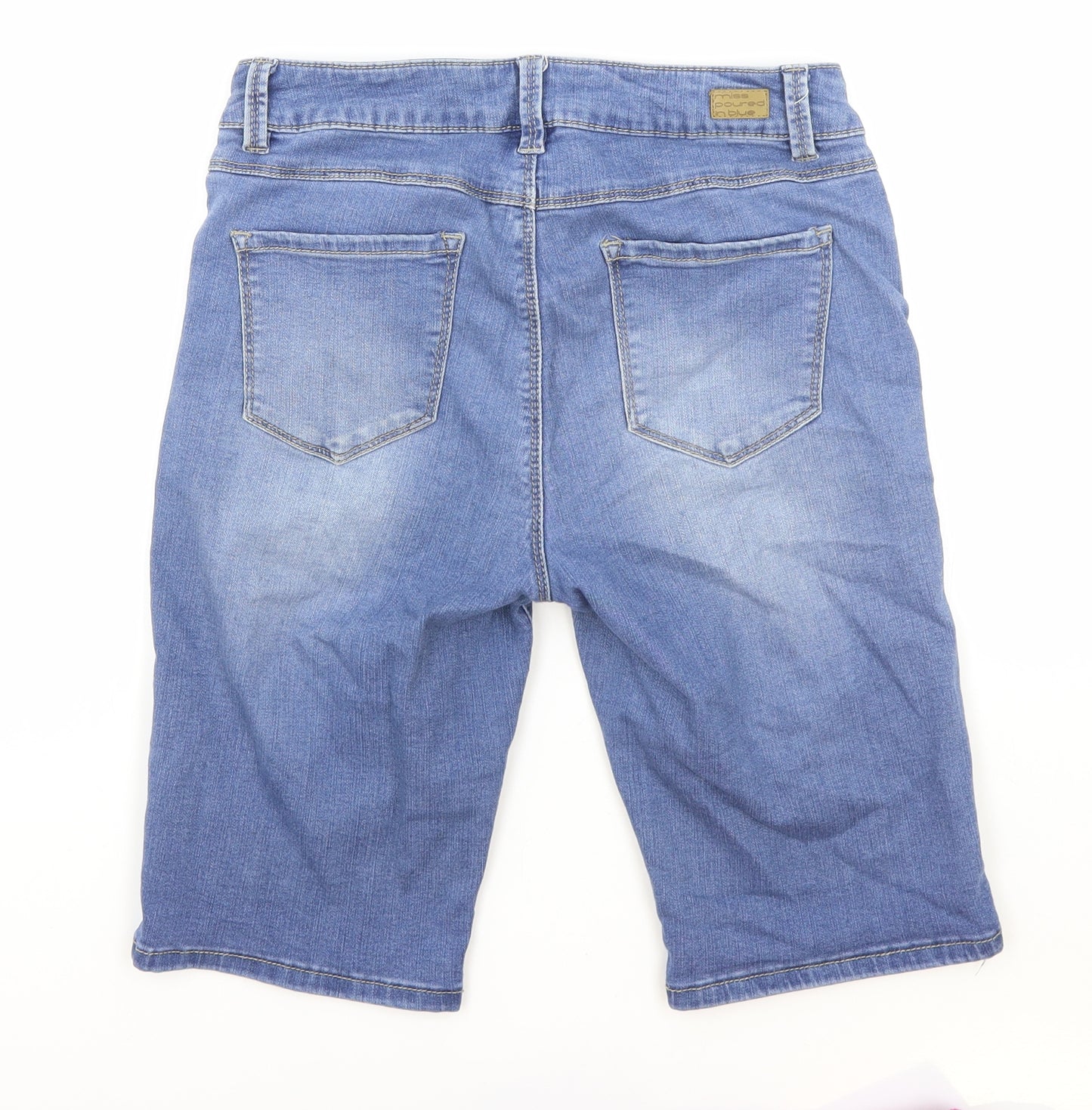 Miss Poured In Blue Womens Blue Cotton Bermuda Shorts Size 6 Regular Zip