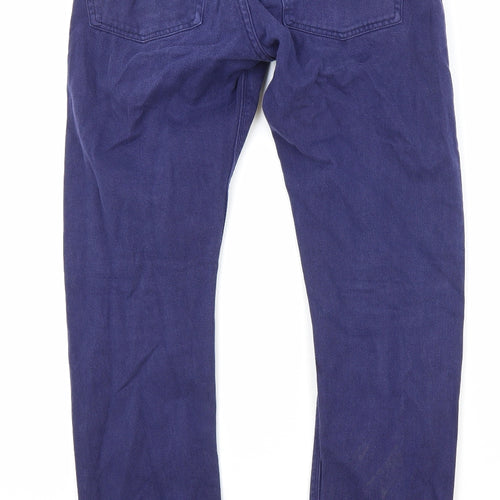 Reiss Womens Purple Cotton Straight Jeans Size 12 Regular Zip