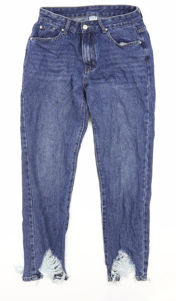 Preworn Womens Blue Cotton Straight Jeans Size L Regular Zip