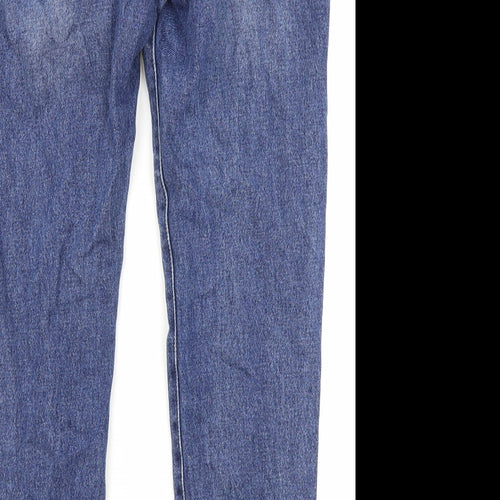 Preworn Womens Blue Cotton Straight Jeans Size L Regular Zip