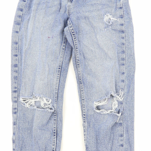 Stradivarius Womens Blue Cotton Straight Jeans Size 6 Regular Zip