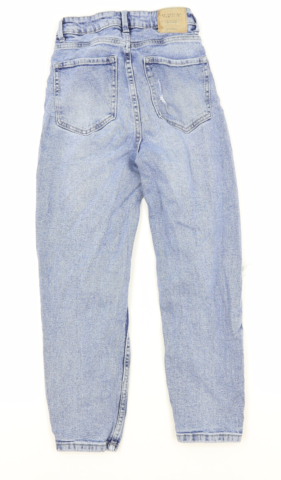 Stradivarius Womens Blue Cotton Straight Jeans Size 6 Regular Zip