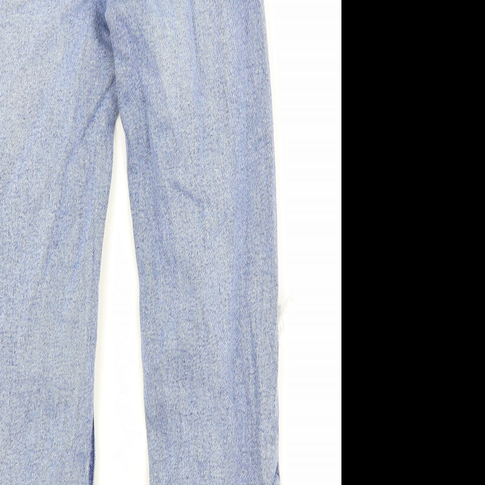 Stradivarius Womens Blue Cotton Straight Jeans Size 6 Regular Zip