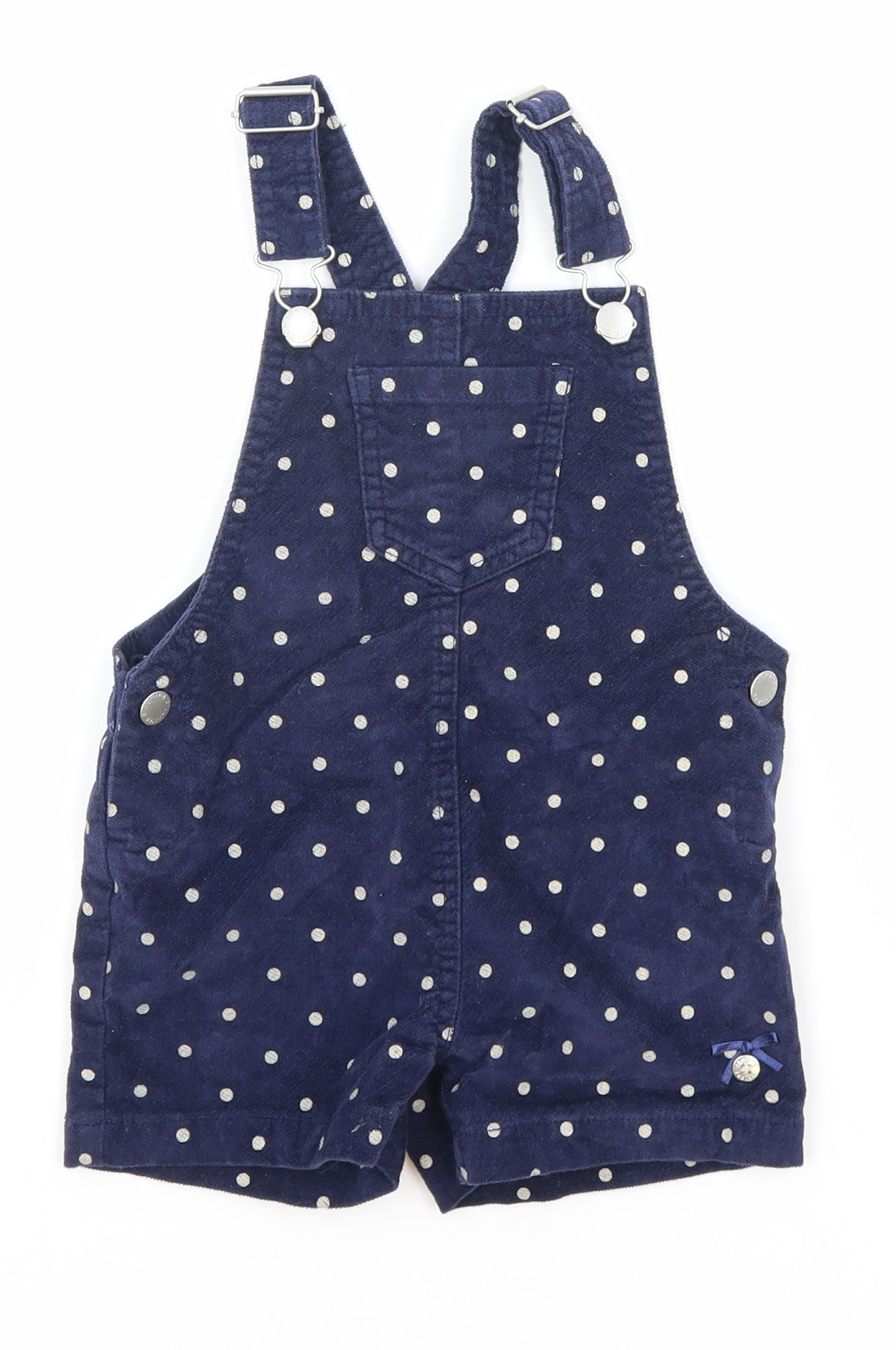 Japser Conran Girls Blue Polka Dot Cotton Dungaree One-Piece Size 2-3 Years Hook & Loop