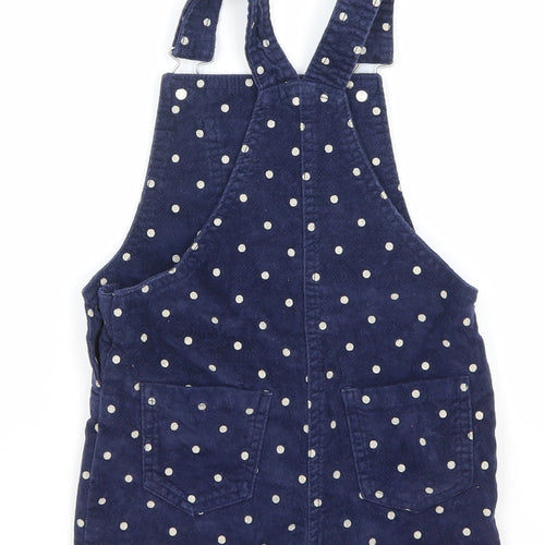 Japser Conran Girls Blue Polka Dot Cotton Dungaree One-Piece Size 2-3 Years Hook & Loop
