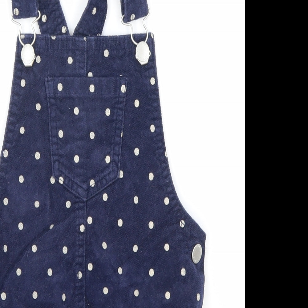 Japser Conran Girls Blue Polka Dot Cotton Dungaree One-Piece Size 2-3 Years Hook & Loop