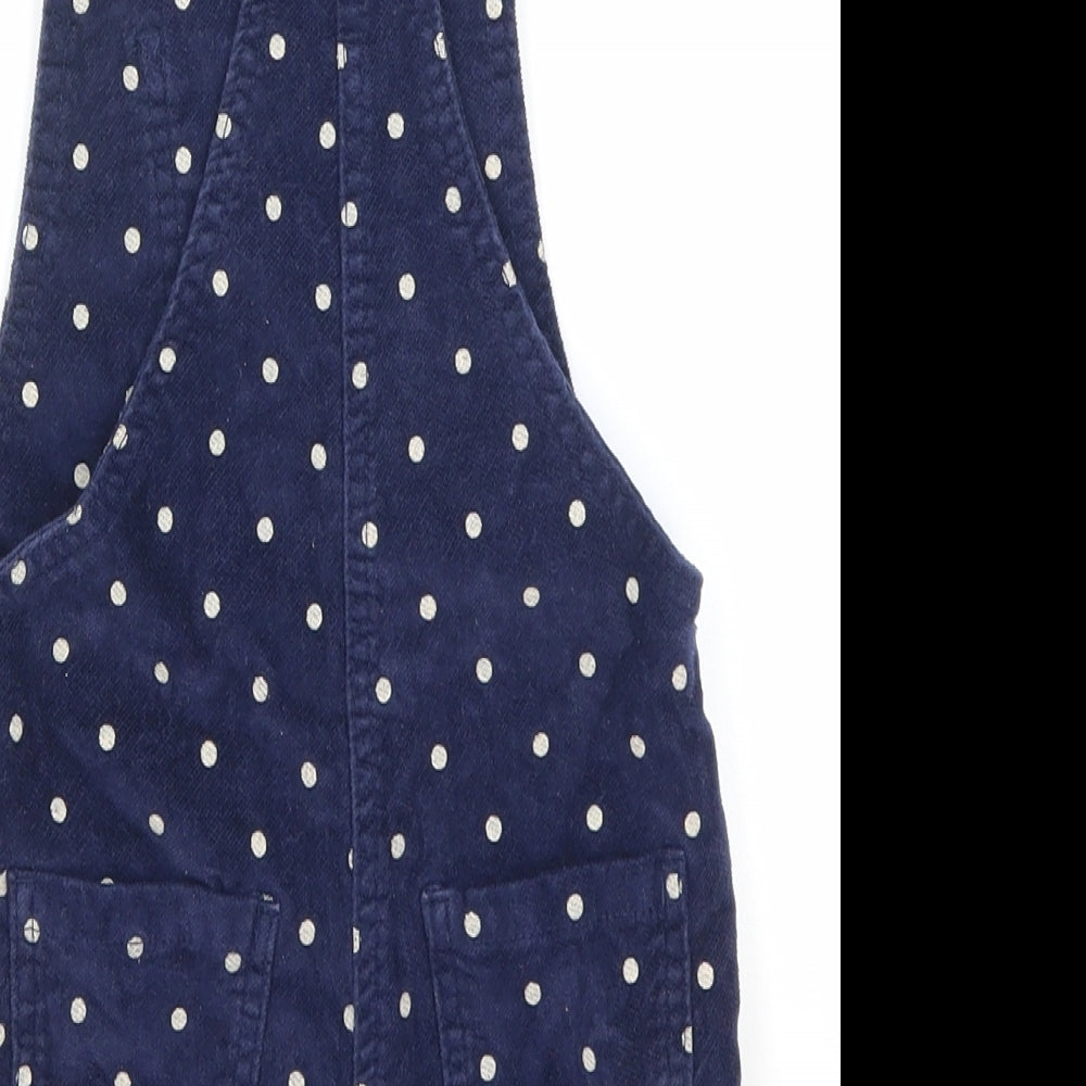 Japser Conran Girls Blue Polka Dot Cotton Dungaree One-Piece Size 2-3 Years Hook & Loop