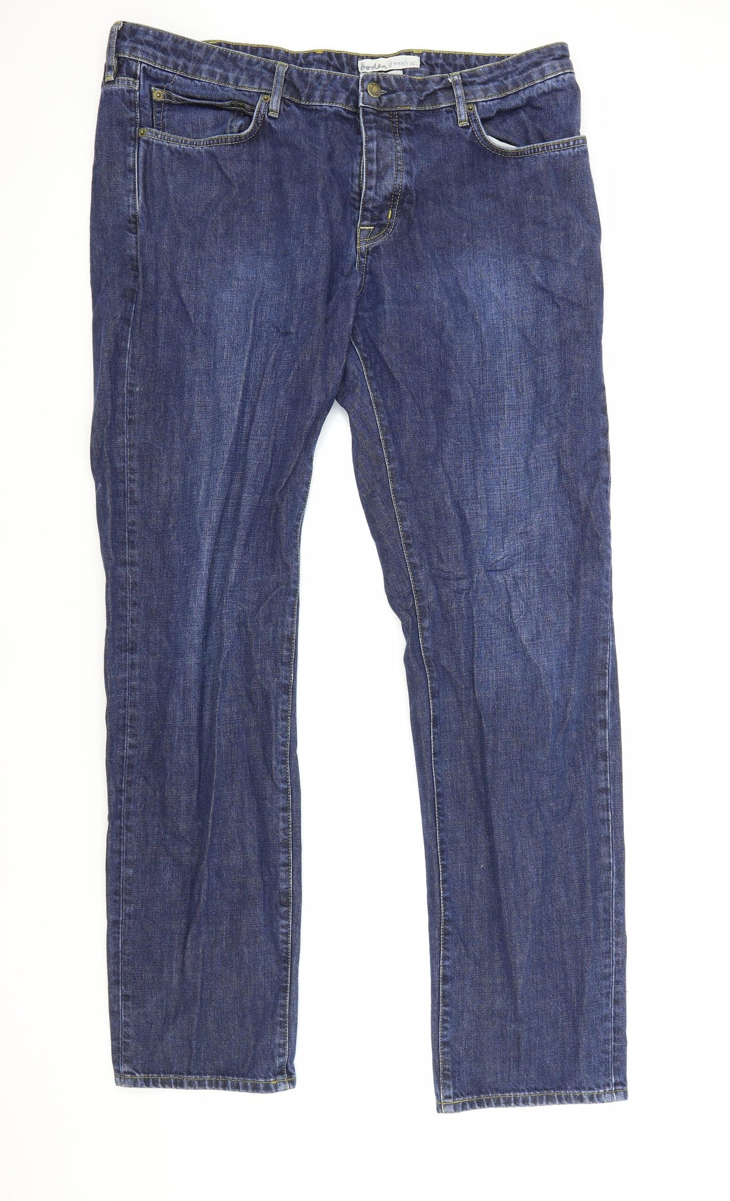 Boden Mens Blue Cotton Straight Jeans Size 40 in L36 in Regular Button