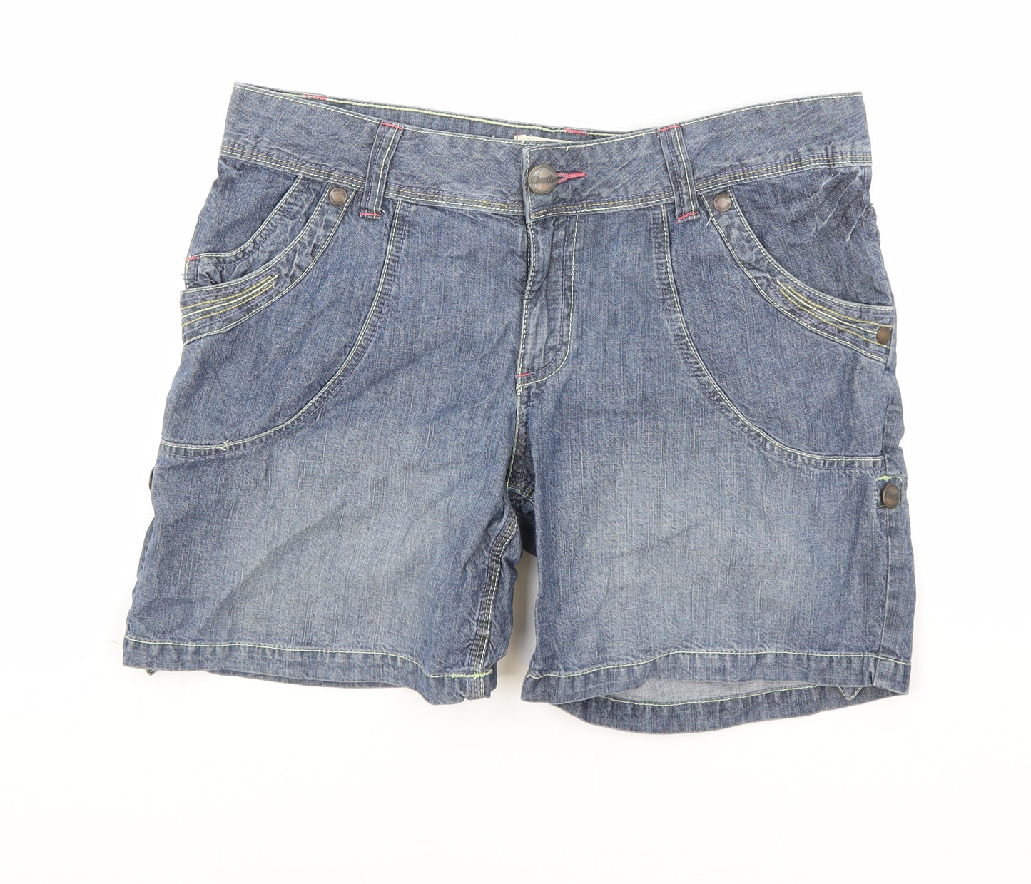 Cherokee Womens Blue Cotton Boyfriend Shorts Size 12 Regular Zip