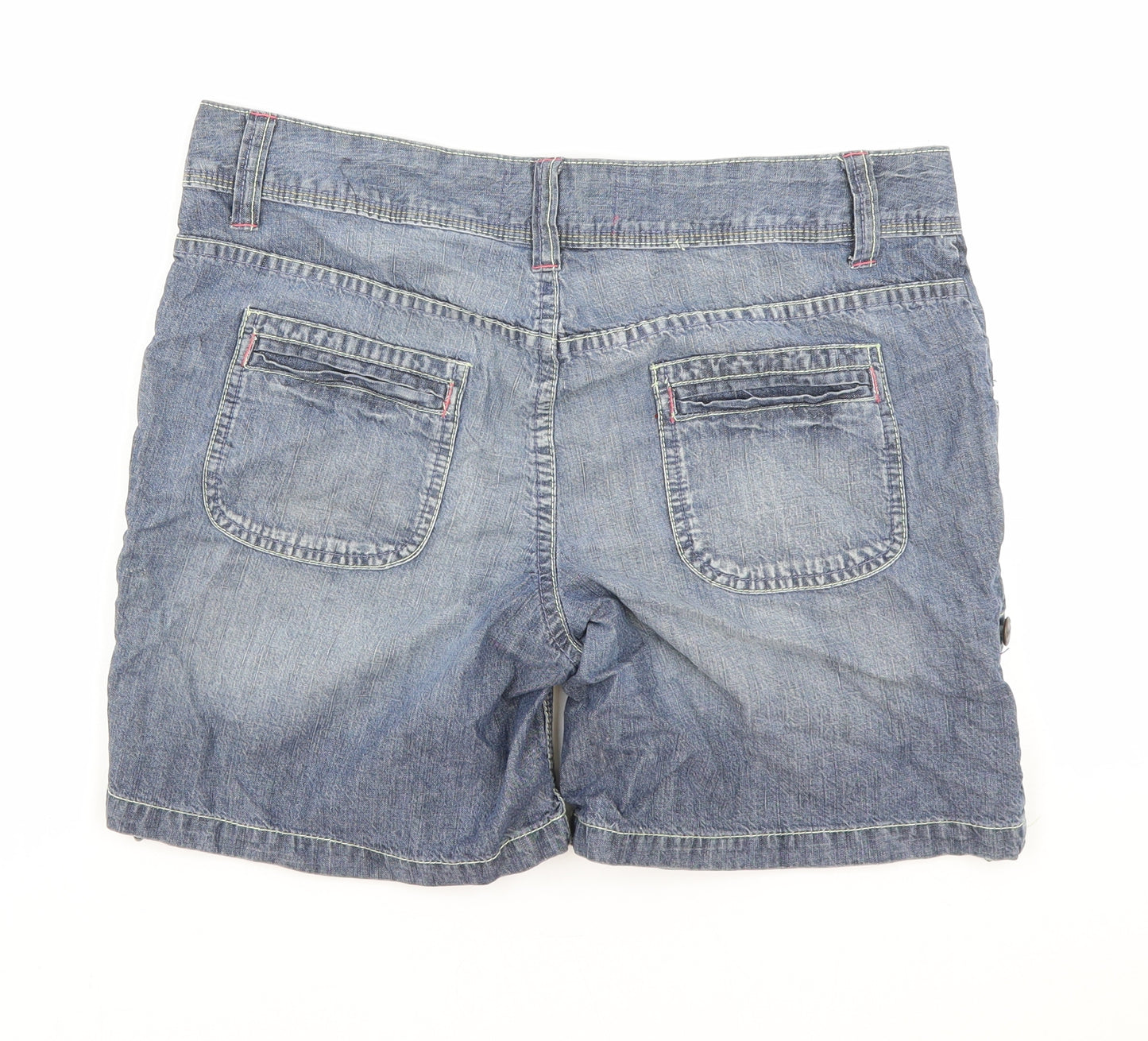Cherokee Womens Blue Cotton Boyfriend Shorts Size 12 Regular Zip