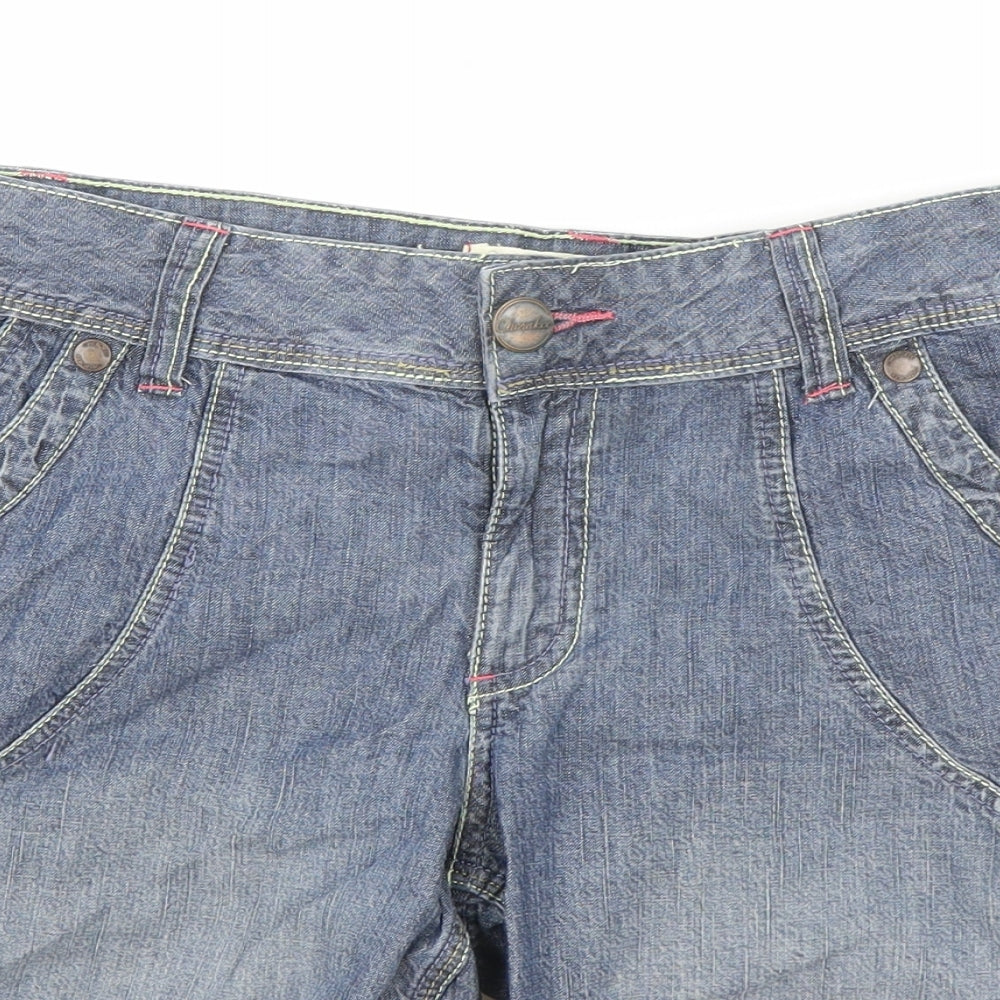 Cherokee Womens Blue Cotton Boyfriend Shorts Size 12 Regular Zip