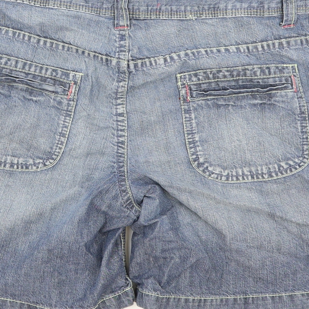 Cherokee Womens Blue Cotton Boyfriend Shorts Size 12 Regular Zip