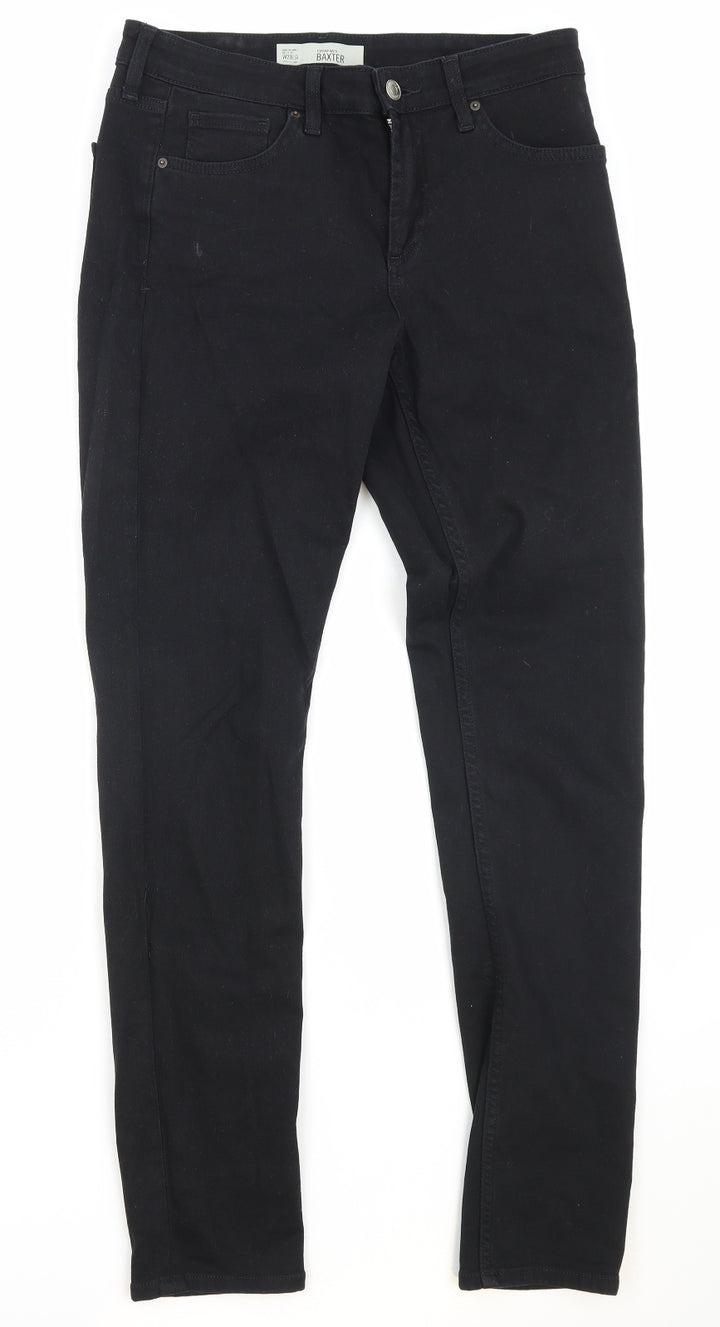 Topshop Womens Black Cotton Skinny Jeans Size 28 in Regular Zip