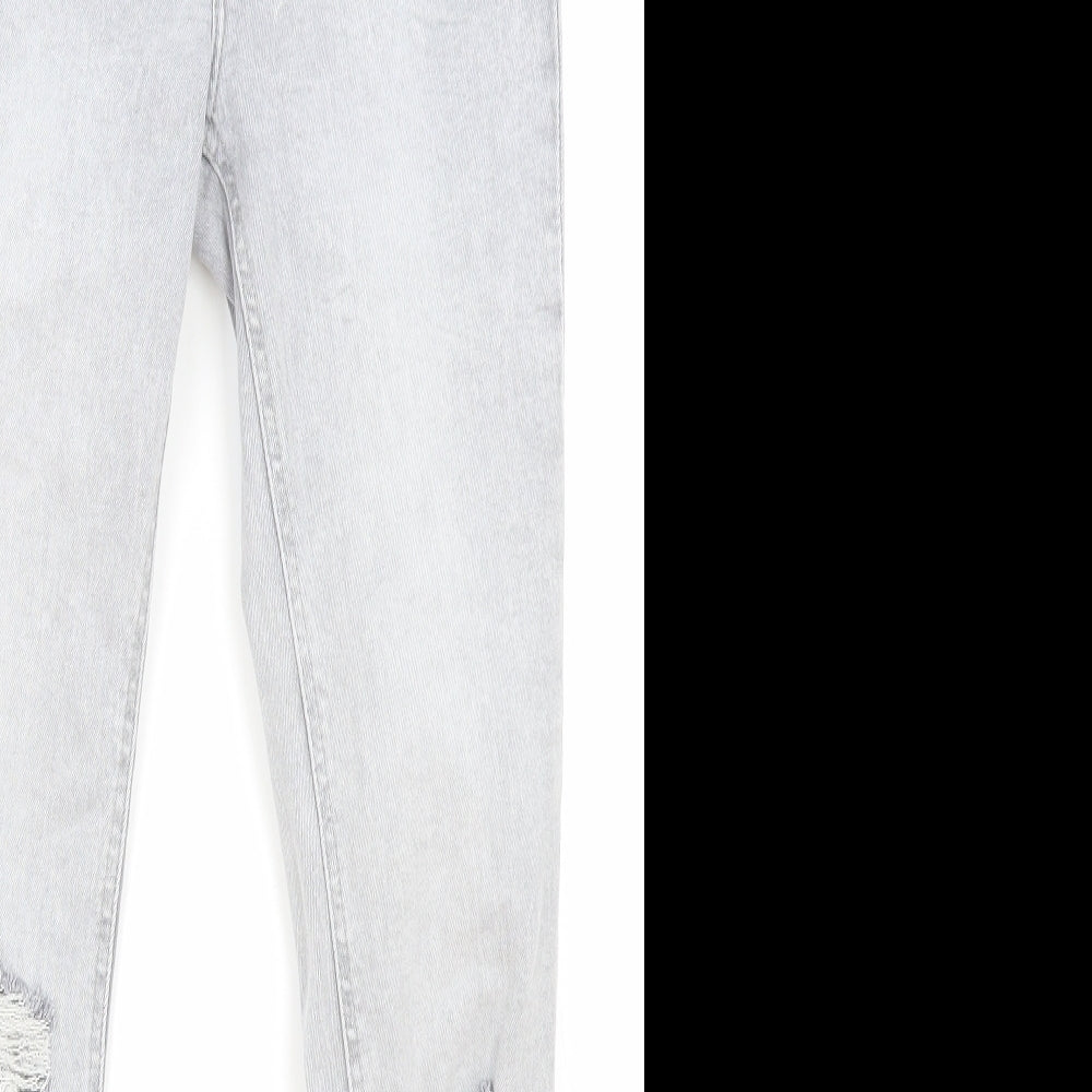 Primark Womens Grey Cotton Skinny Jeans Size 10 Regular Zip