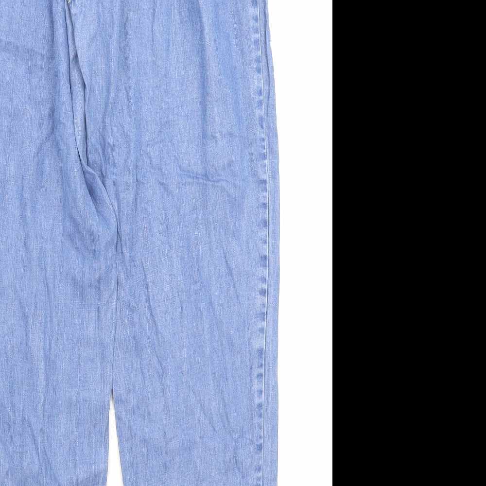 TU Womens Blue Cotton Carrot Trousers Size 10 Regular Tie