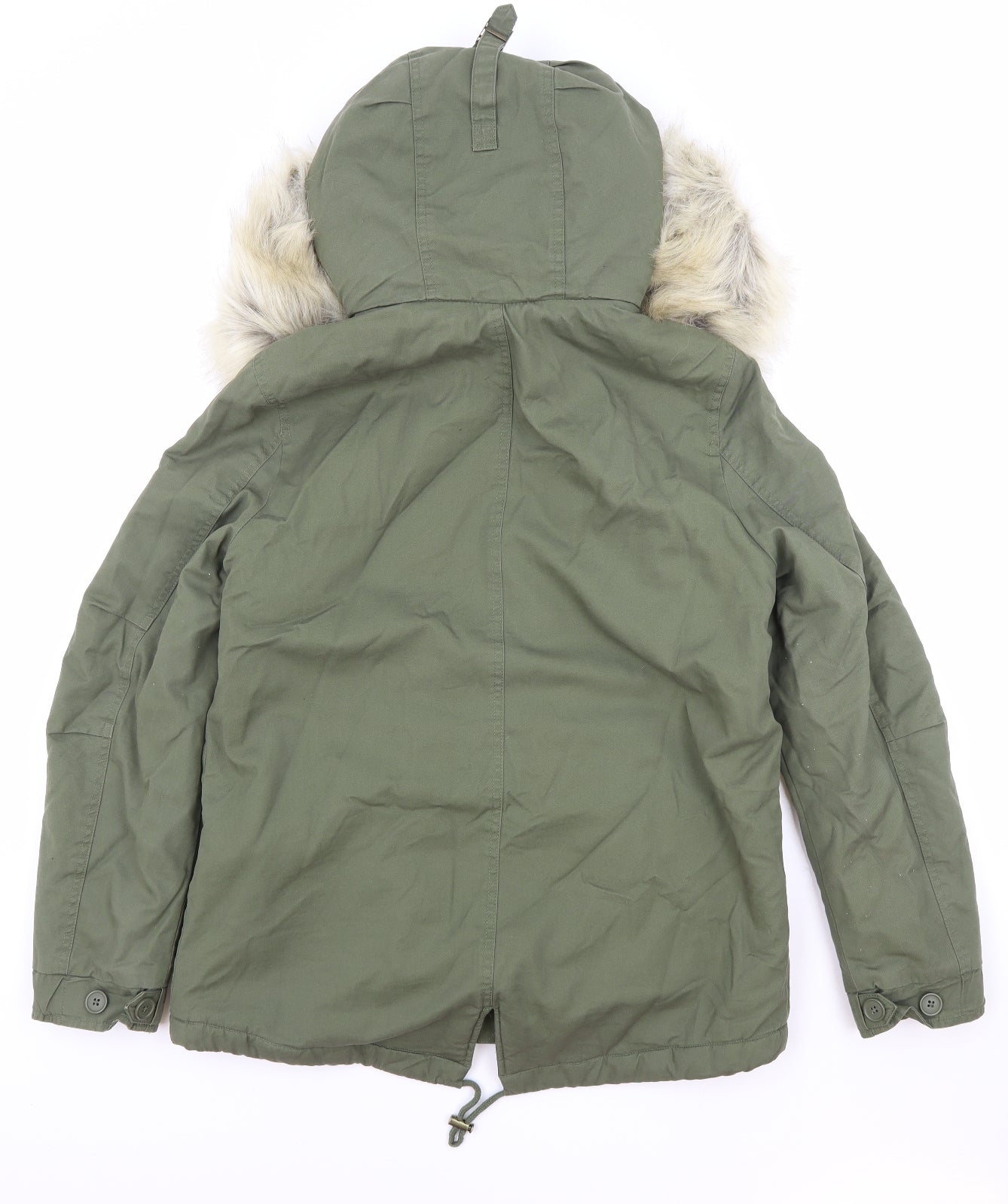 Marks and Spencer Womens Green Parka Coat Size 8 Zip