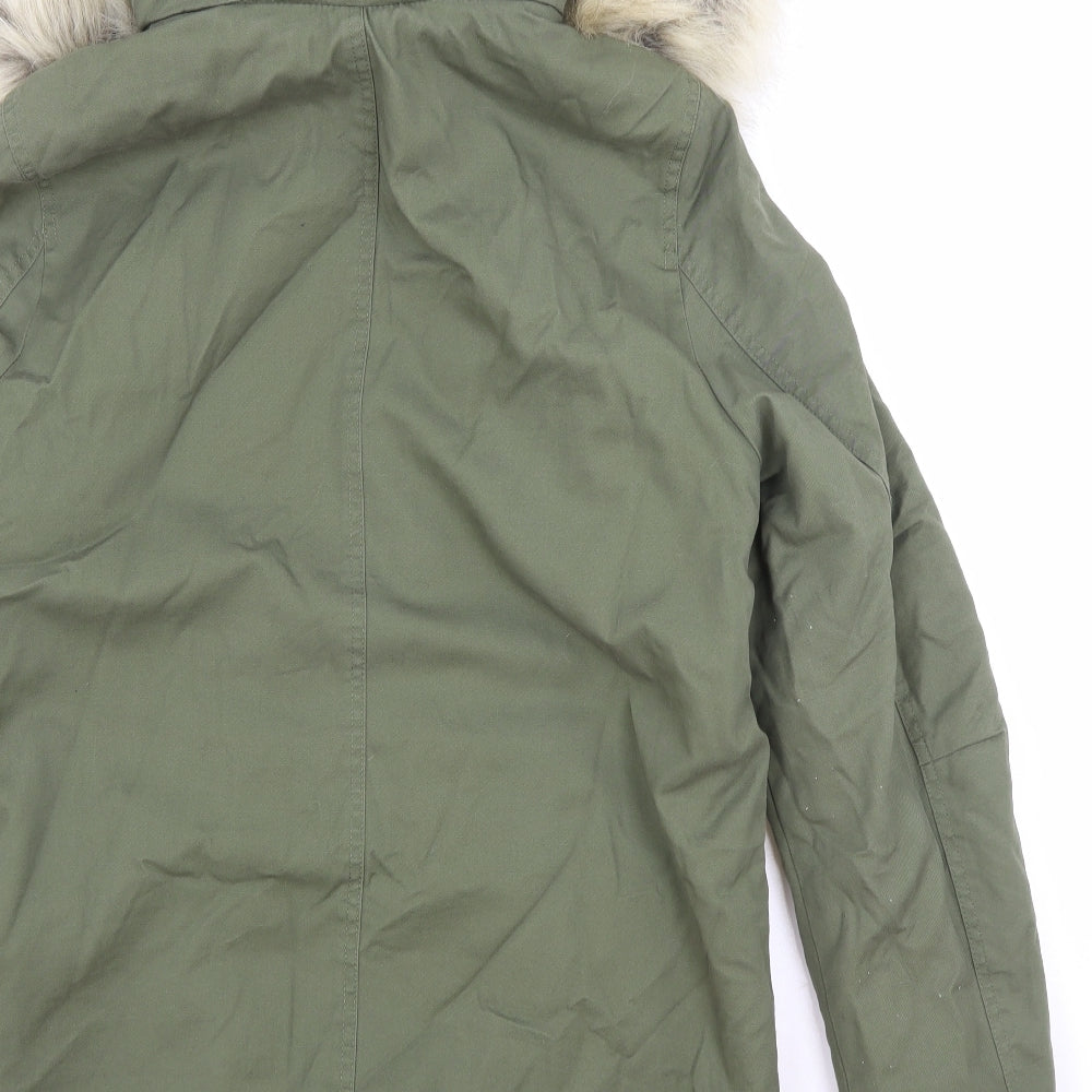 Marks and Spencer Womens Green Parka Coat Size 8 Zip